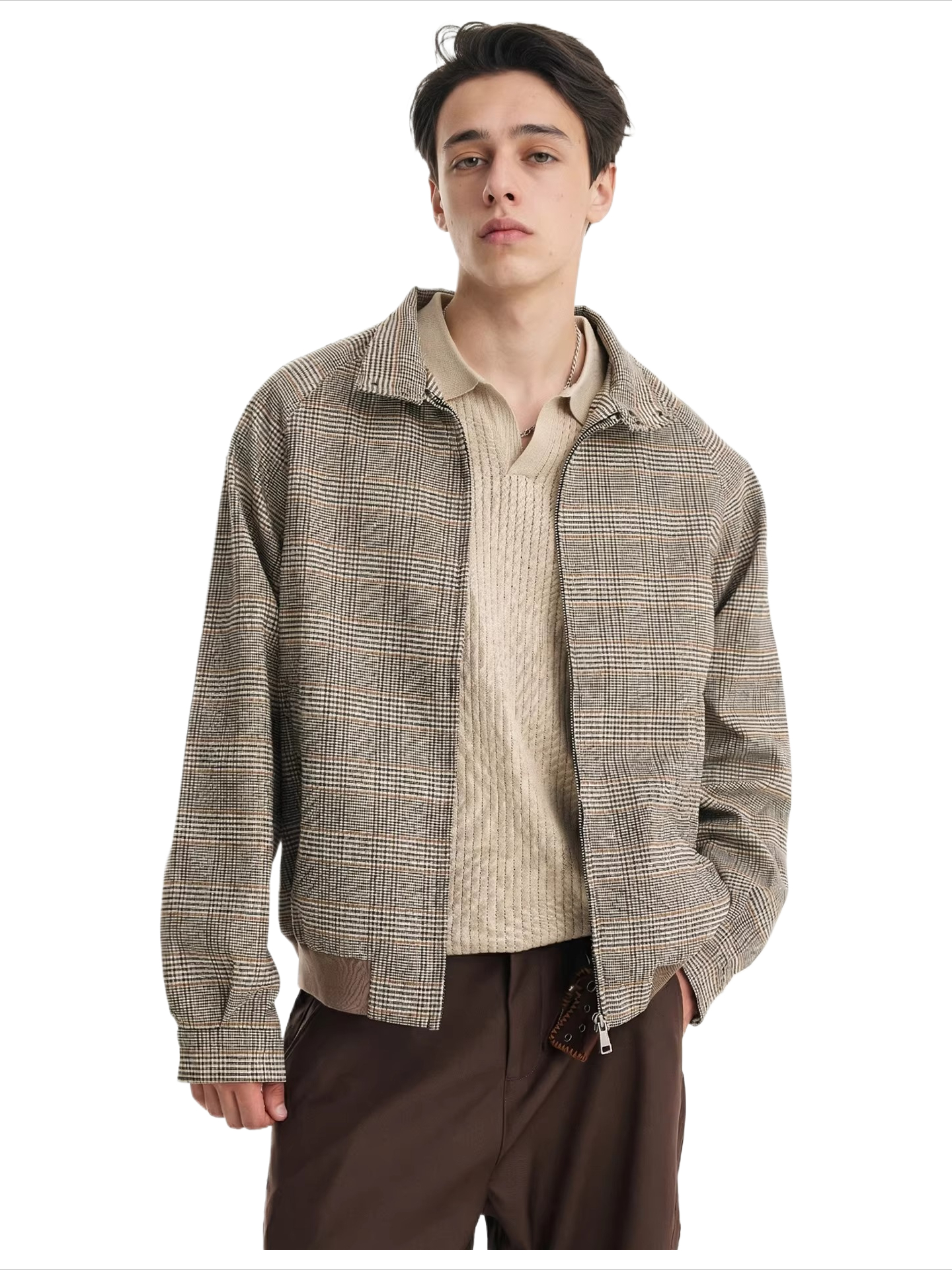 American cleanfit houndstooth harrington jacket for men  SIN092