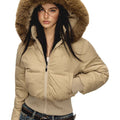 American retro design detachable hood cotton-padded jacket for women　WY004