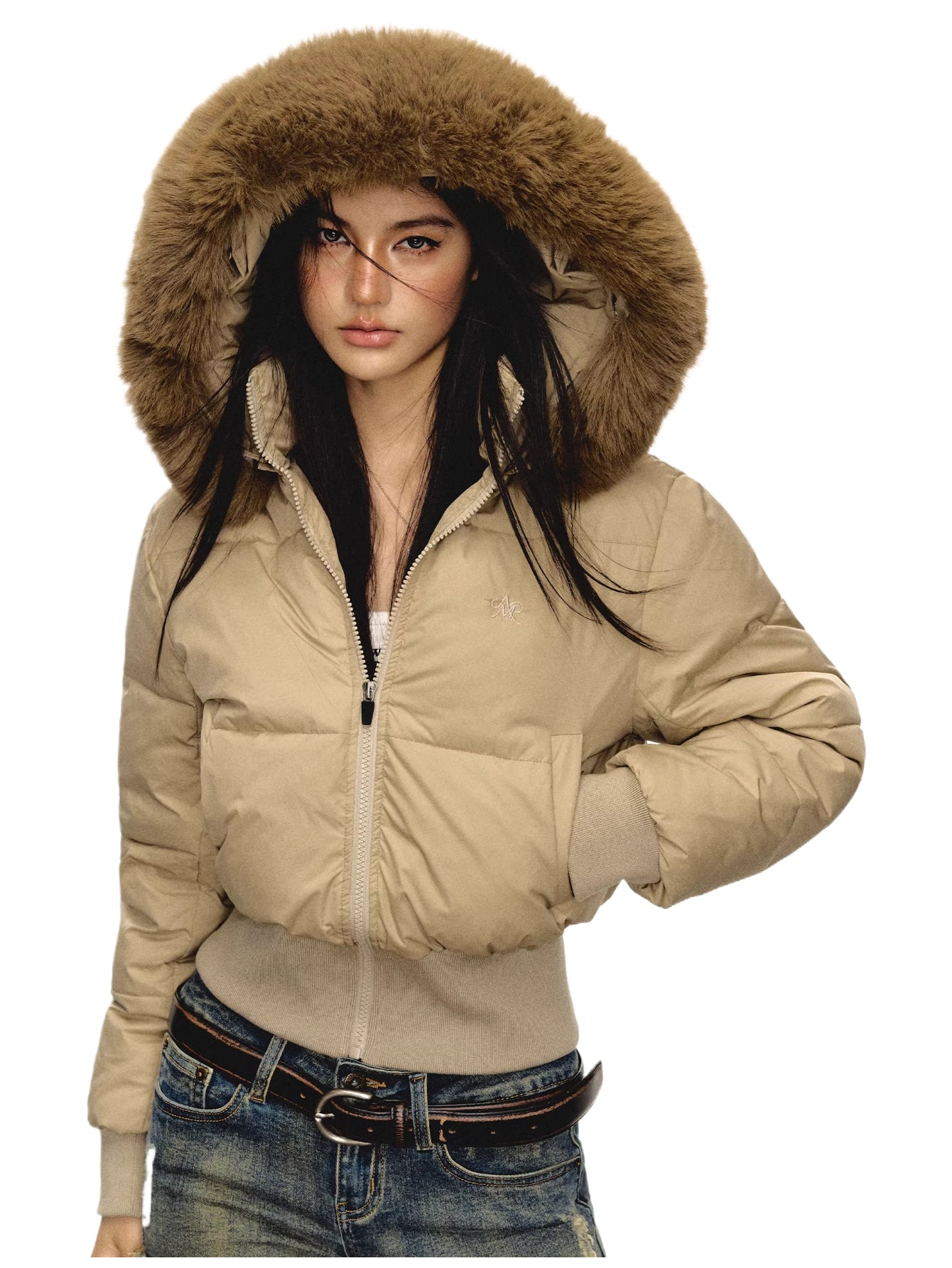 American retro design detachable hood cotton-padded jacket for women　WY004