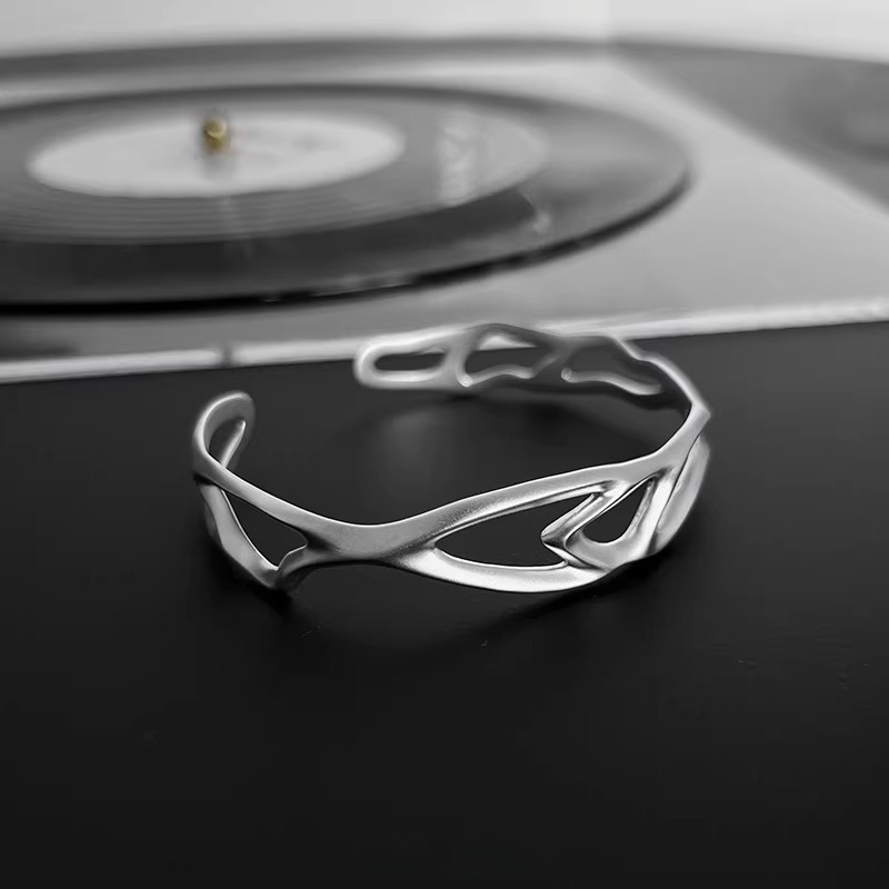 Original extinction series y2k sterling silver bracelet - unisex couple's design, high-end feel, adjustable bangle