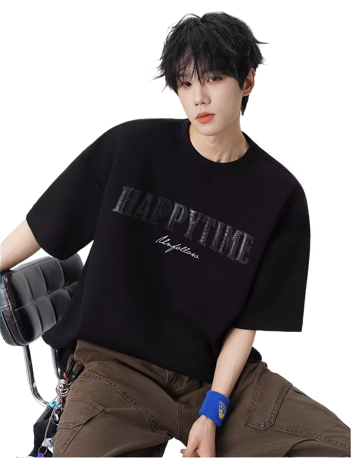 American letter embroidered short sleeve t-shirt SIN041