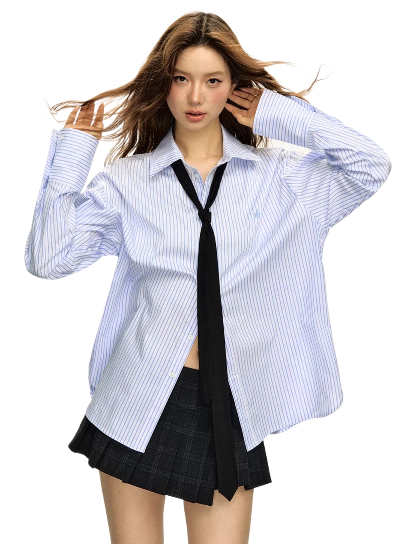 American retro long sleeve loose-fit shirt for women　WY008
