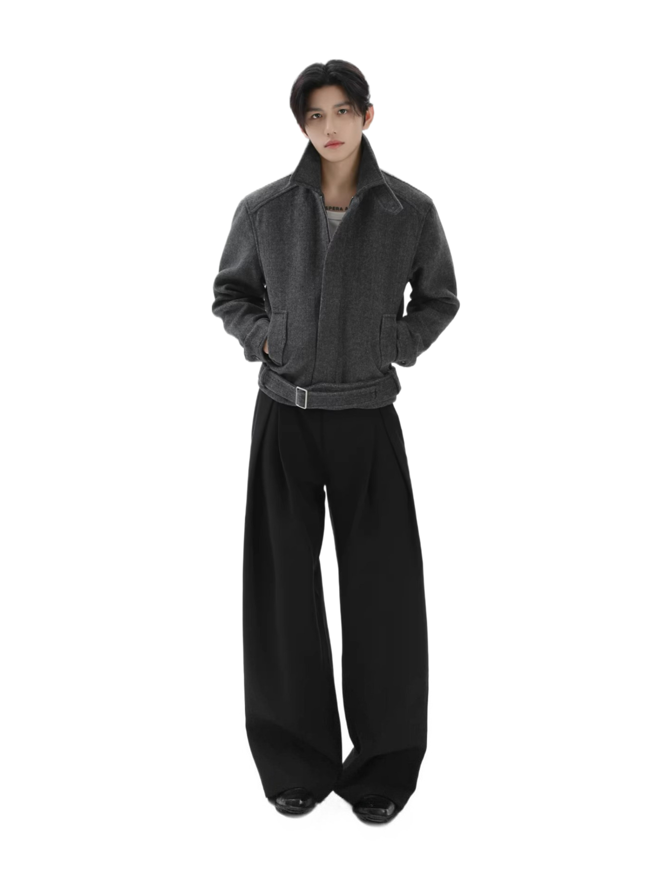 Right shoulder short and wide silhouette woolenjacketoutwear  SIN0897