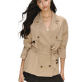 American retro design khaki cropped trench coat for women　WY003
