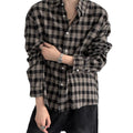 Classy retro black and gray plaid long sleevesshirt  SIN0838