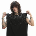 Oversized Rhinestone Cross Sleeveless T-Shirt
