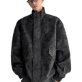 Spring stand collar pu leather jacket tie-dye outerwear men's plus size trendy loose streetwear top