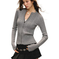 Round neck cable stitchcardigansweateroutwear women's new arrivalsilmslimming look with bottomtops  WY001