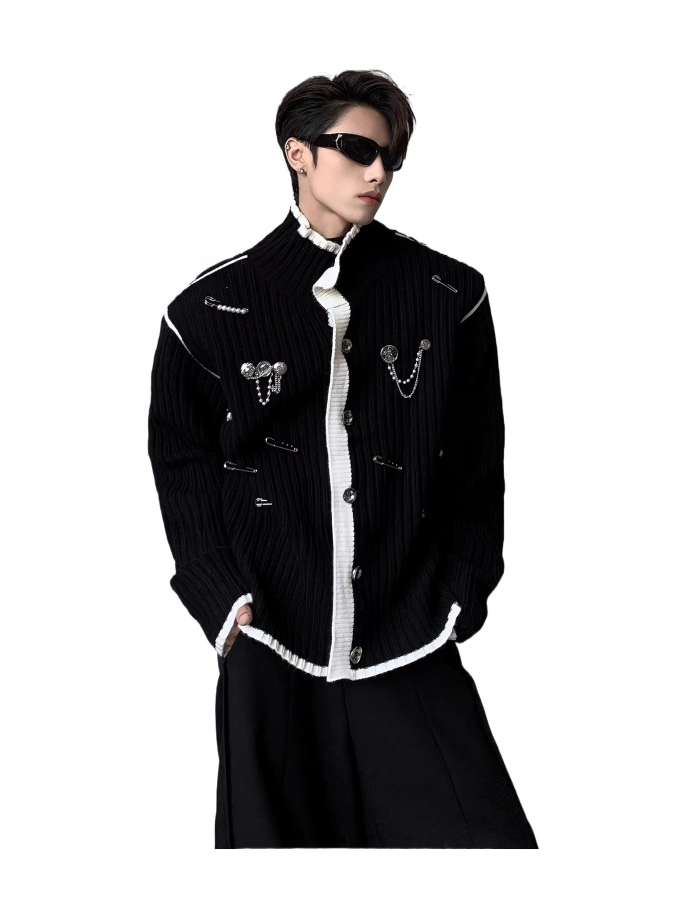 Accessible luxuryelegant decoration shoulder pads knitting shirtoutwear men SIN061