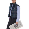 Streetwear american retro plaid embroidered cotton vest  SIN0871
