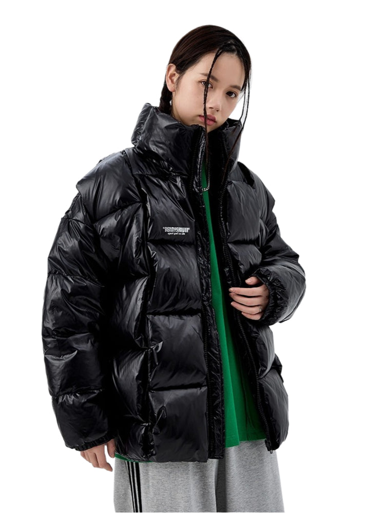 American woven down jacket men's trendy brand white duck down winter couple jacket stand-up collar bread jacket