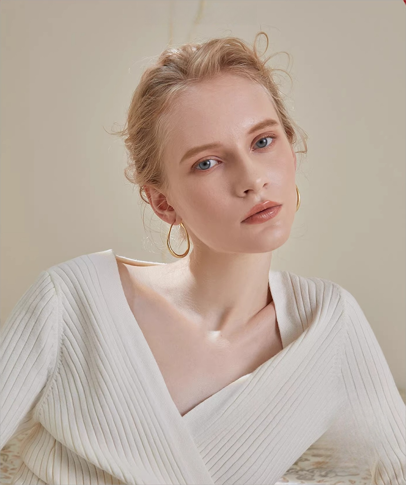 Droplet Ring Earrings Circle Earrings Stud Earrings Silver Needle Earrings WY022