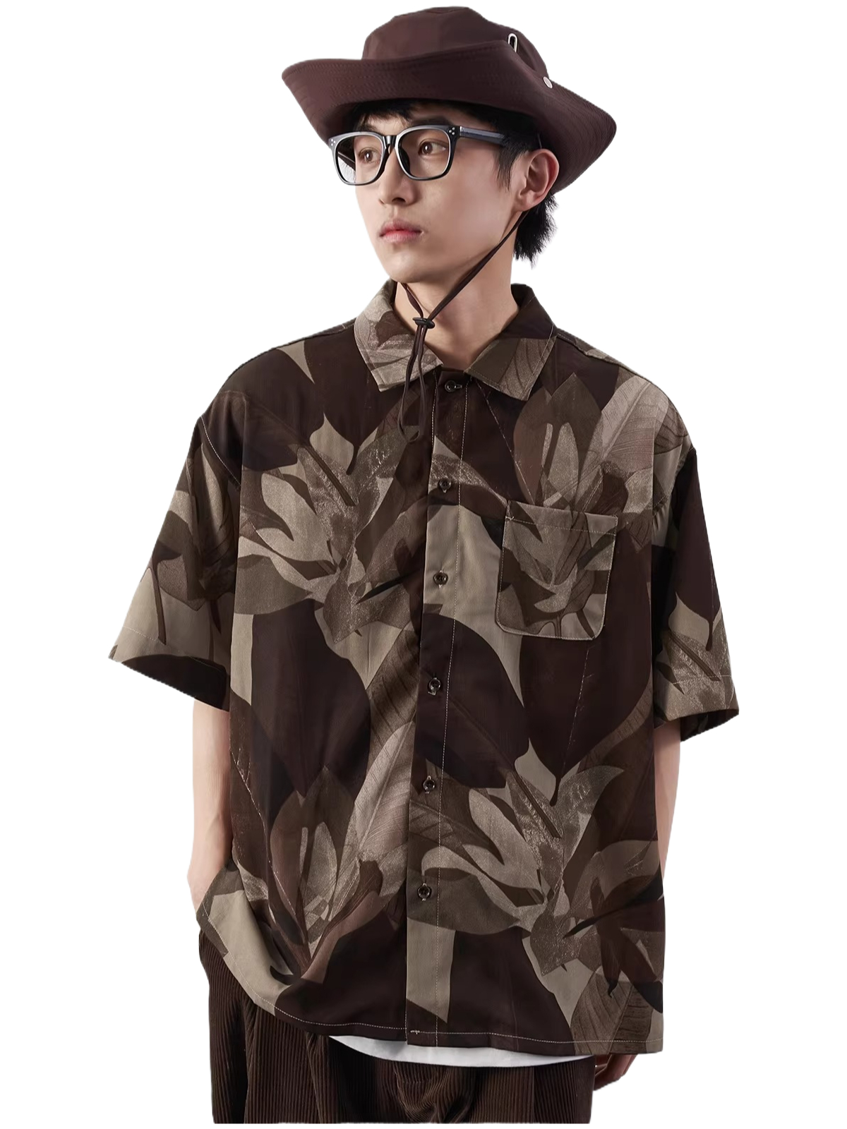 Classic aesthetic atmosphere printing drape short sleeve shirt men's spring and summer  SIN074