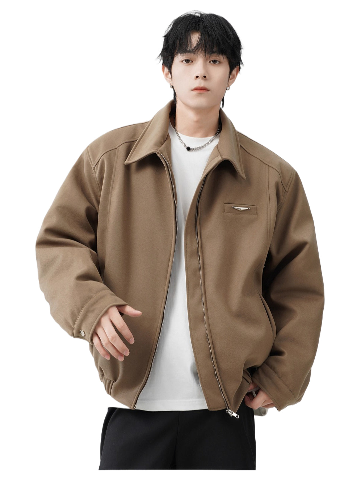 American khaki lapel jacket cotton jacket men's winter cleanfit loose baseball jacket Detroit tooling jacket SIN0898