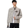 Stand-up collar casual leather jacket short jacket American casual motorcycle jacket WY070