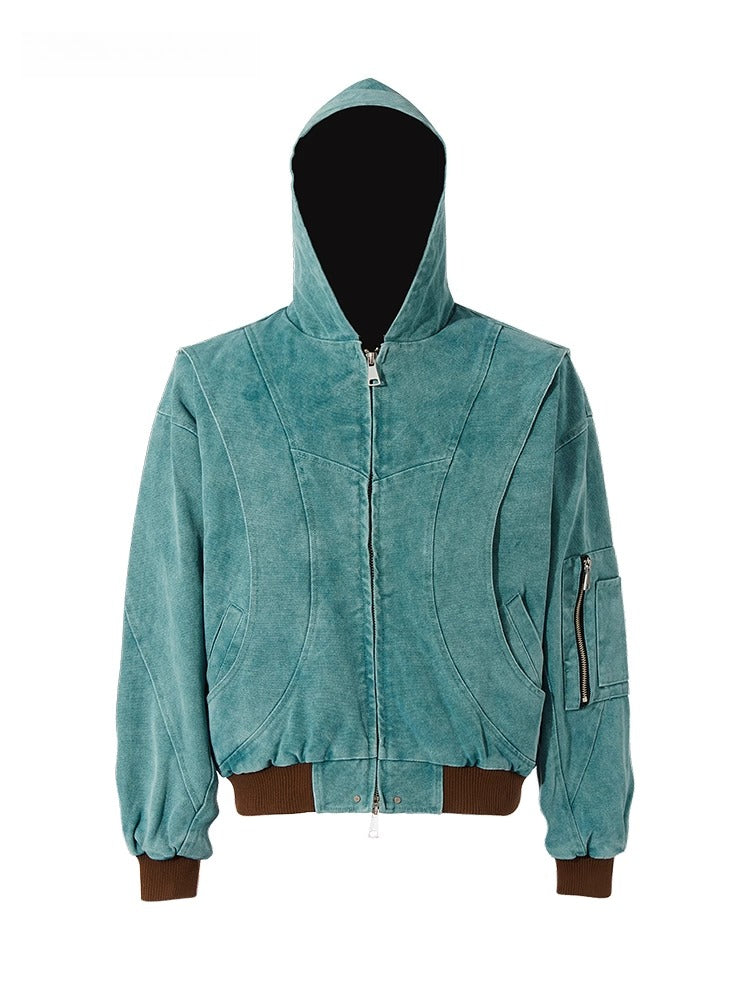 Spring and Autumn Guochao American High Street Vintage Detroit Jacket Trendy Brand Hooded Jacket Men and Women