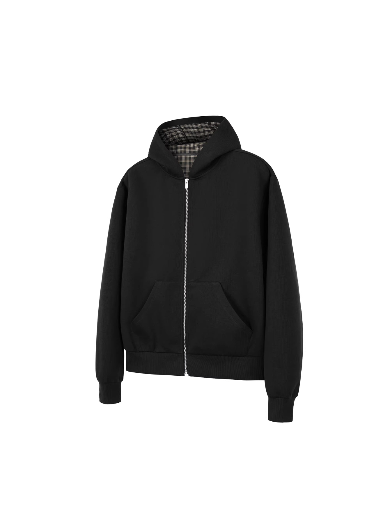 Grids pattern hooded zipper cardigancasualwork clothingloose hooded sweatshirtoutwear for men and women sinclub6195