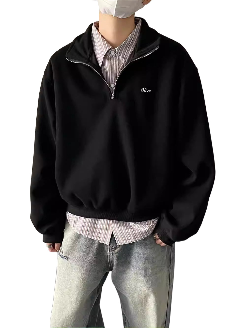 Retrocleanfit ultra short half collar loosesweatshirt SIN0832