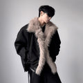 High-end big fur collar cleanfit seat mountain carving jacket men's winter velvet short jacket cotton clothes