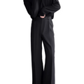 Springtrendysilmstraight-leg suit pantsmen nine-point suit pants slightly flared non-iron casual black pants