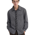 Fake two-piece tie high-quality long sleevesshirt men's autumnew arrival old money style patchworkplaidtops  SIN093