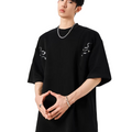 Black snake rivet off-the-shoulder short sleeve tee SIN056