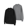Double-strand 48-count round neck zipper sweateroutwear lazy atmosphere knittingcardigan inner wear for men sinclub6871
