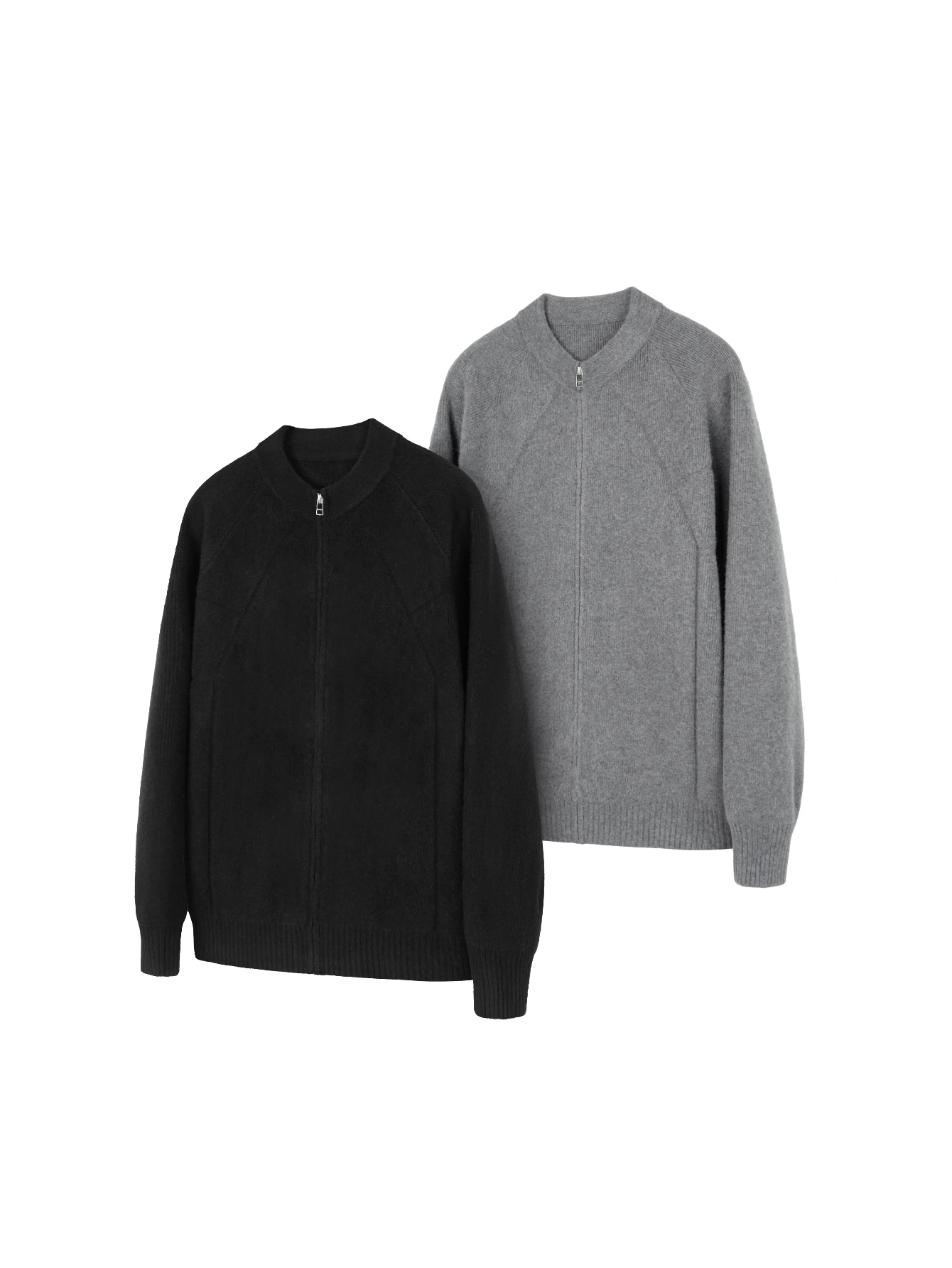 Double-strand 48-count round neck zipper sweateroutwear lazy atmosphere knittingcardigan inner wear for men sinclub6871