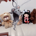 Plastic keychain with gray mouse charm