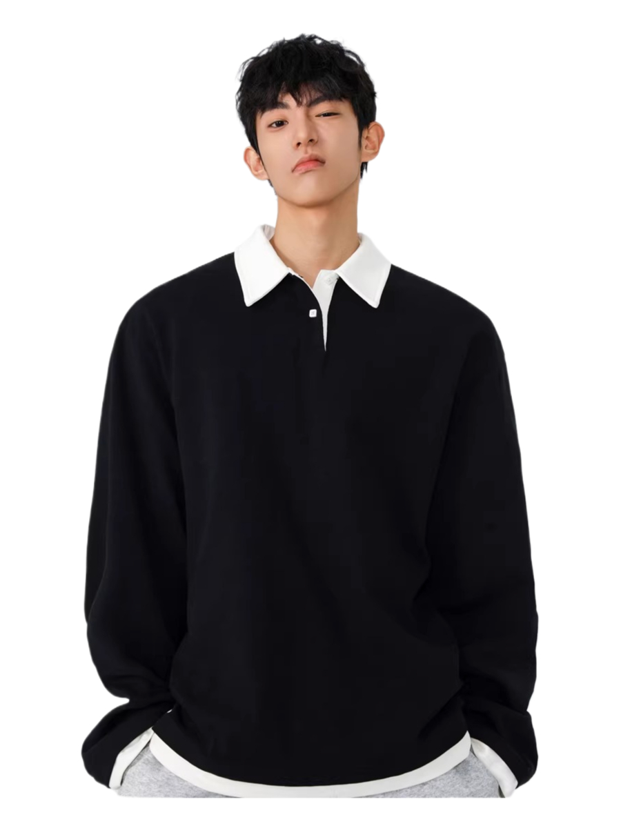 American style fake two-piece shirt collar polo sweatshirt for men  SIN008