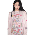 American style fun graffiti print long sleeve t-shirt - unisex, relaxed fit, perfect for layering or wearing on its own. new arrival    XX6