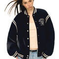 American retropreppy stylepatchwork baseball uniform outwear women's cotton jacket　WY005