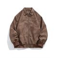 American Vintage Brown Lapel Leather Jacket Men's Maillard Suede Couple Jacket