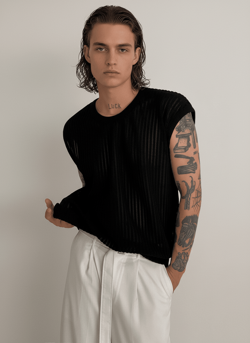 [MRCYC] Round Neck Sleeveless T-shirt na679