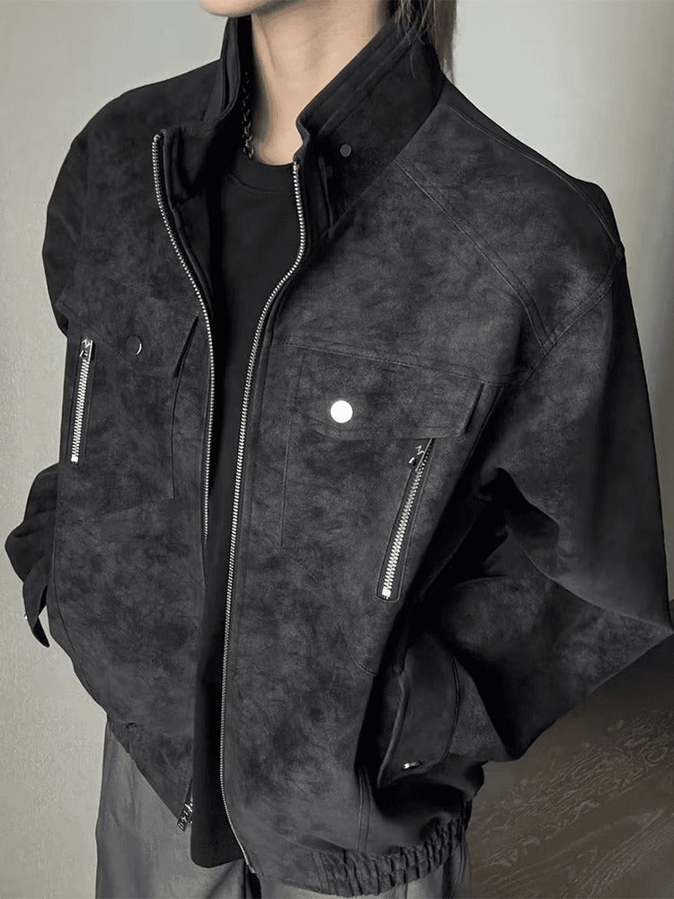 FAUX LEATHER STAND-COLLAR JACKET ST5056