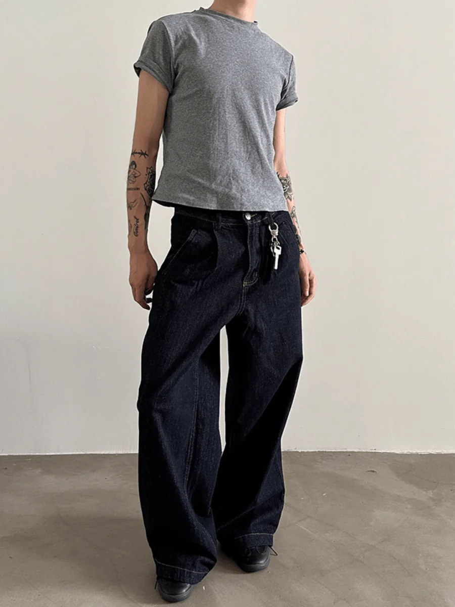 [GENESISBOY] 100% Cotton Wash Wide Leg Jeans st1840