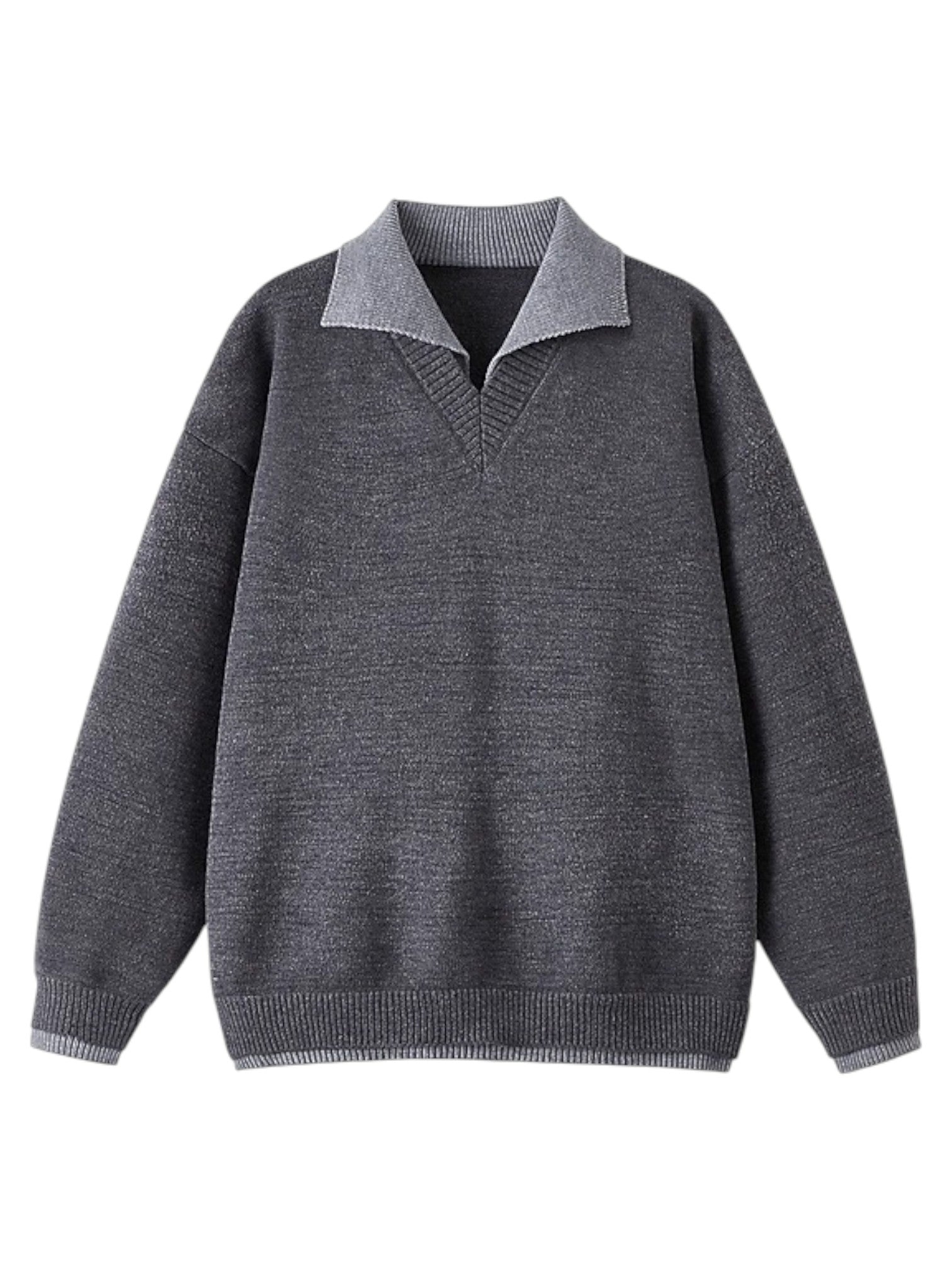 [W.K] CONTRAST-COLLAR POLO KNIT ST5055