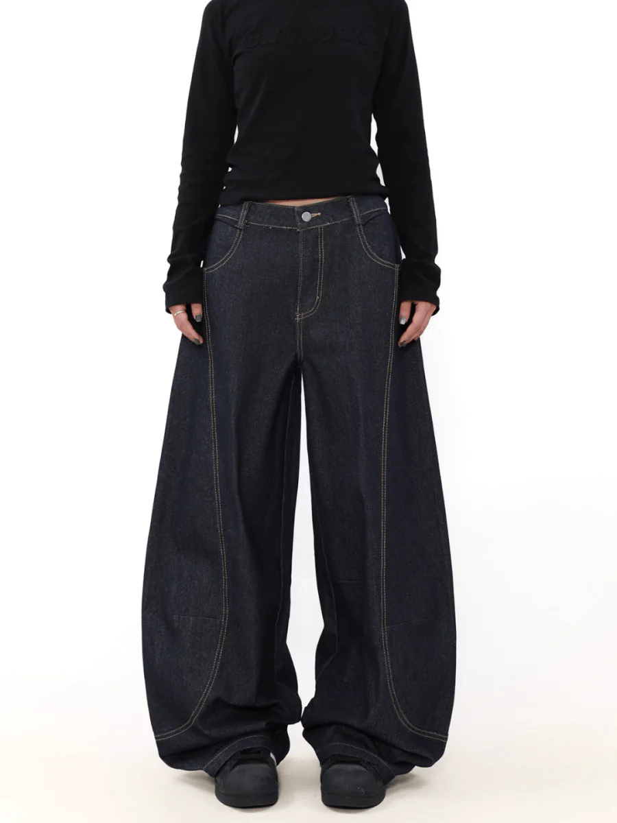[MRNEARLY] wide leg straight jeans st1845